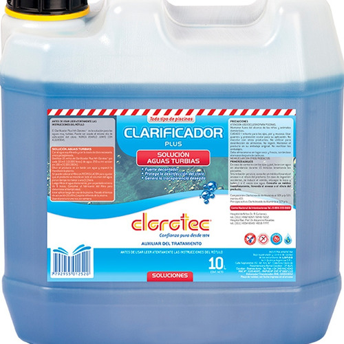 Imagen 3 de 9 de Clarificador Plus10 Lts Clorotec-decantador Limpieza Pileta