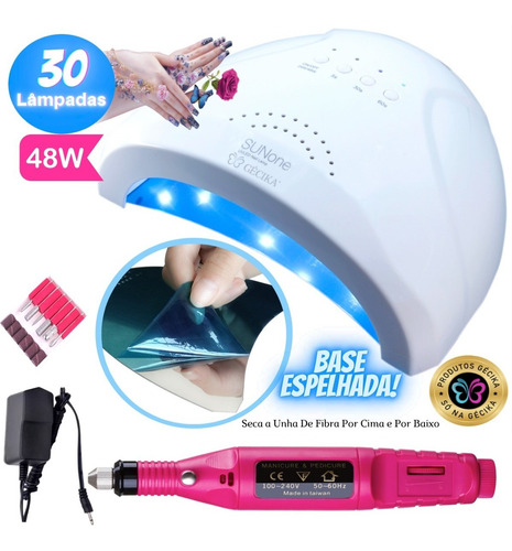 Imagem 3 de 7 de Kit Unha Acrigel Gécika Fibra Vidro Seda Mini Lixa Cabine