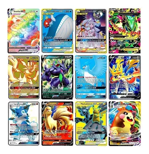 50 Cartas Pokemon Brilhantes Shiny Gx Aliados V Vmax Raras