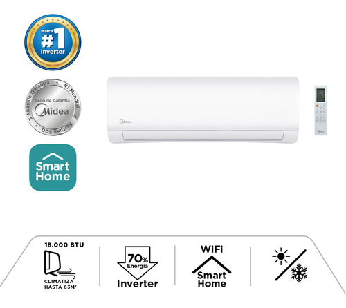 Split Muro Inverter Midea Xtremedura18k Wifi Con Instalacion