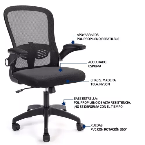 Femmto Silla escritorio oficina postural PC computadora ergonómica negra  con tapizado de cuero sintético