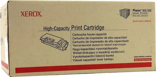 Toner Xerox 106r01034 Negro Original - P/ Phaser 3420 / 3425