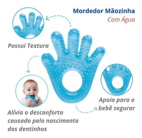 Mordedor para Bebê Buba Gelado com Água Mãozinha Azul