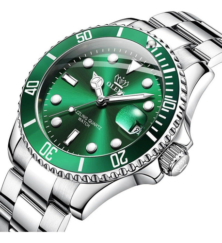 Olevs Luxury Reloj Hombre Marca Verde Impermeable Cuarzo Dep