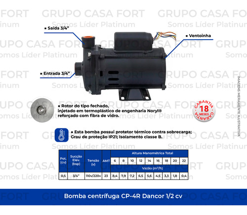Bomba Dancor 1/2 Cp-4r Centrifuga Monofasico Bivolt