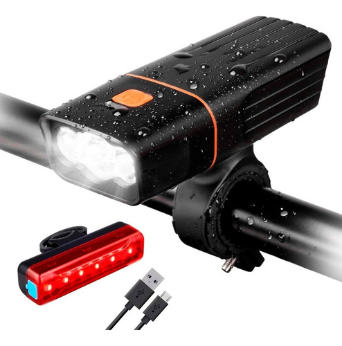 Linterna Led Bicicleta Delantera Y Trasera Usb Recargable