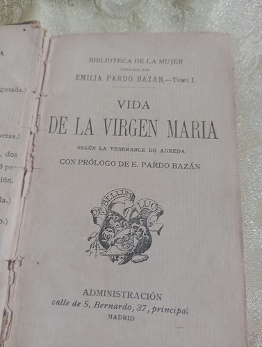 Antiguo Libro Vida De La Virgen Maria Religioso Mariologia