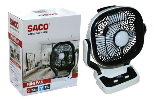 Ventilador Recargable  De 7 Pulgadas   Con Luz Led