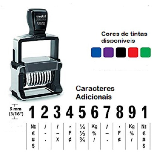 Carimbo Numerador Sem Texto, Mod. 55510, 10 Dig, 5mm, Trodat