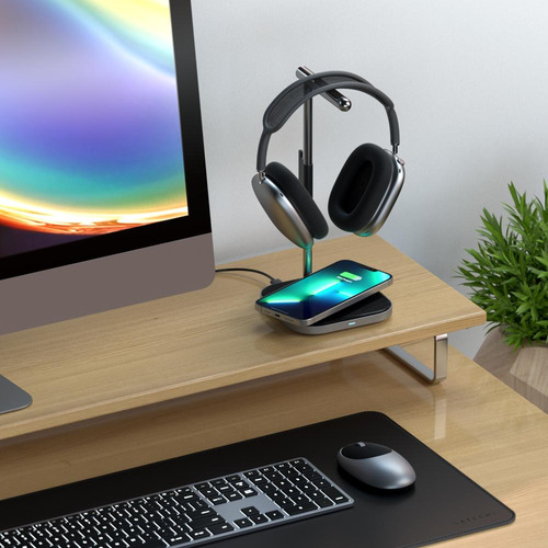 Suporte Para Head Phone Satechi 2 Em 1 C/ Carregador Sem Fio