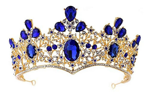 Barroco Royal Queen Gold Wedding Crown Crystal Quinceanera P