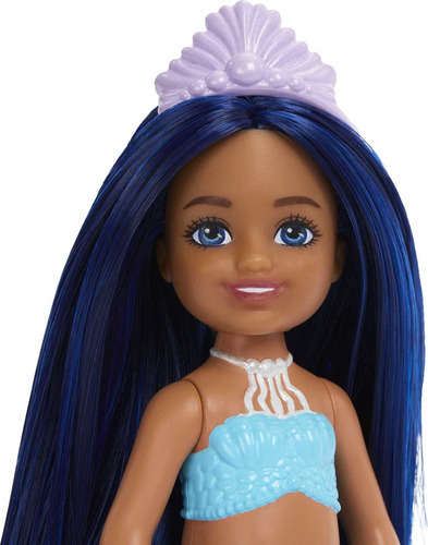 Muñeca Barbie Sirena Chelsea Con Cabello Azul Y Cola