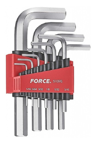 Jgo Llaves Allen 1/16  - 1/2  De 10 Pzas Marca Force (5109s)