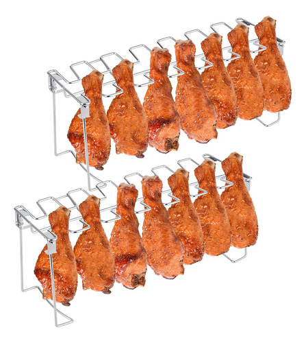 Estante De Acero Para Parrilla De Ala De Pollo Con 14 Ranura