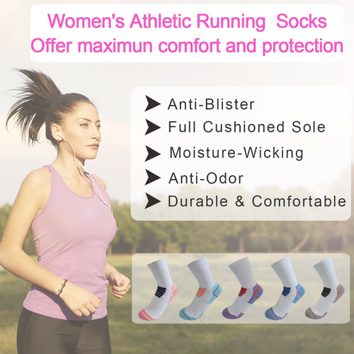 5 Pares De Calcetines Deportivos Redondos Para Mujer, Suela