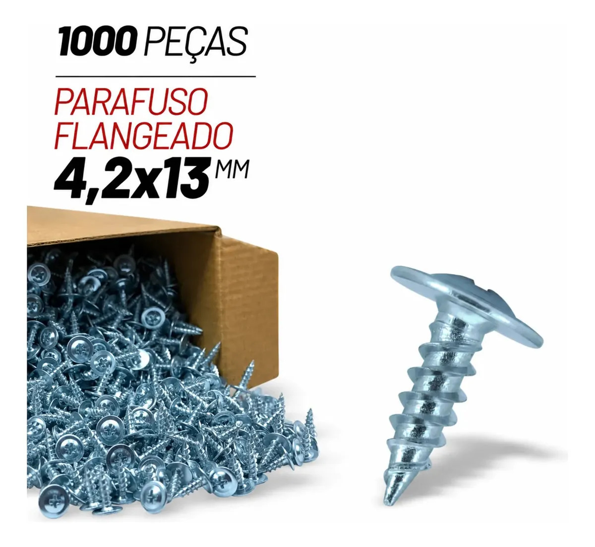 Kit Parafuso Flangeado Philips 4,2x13mm Aço Zincado 1000 Pçs Forro PVC