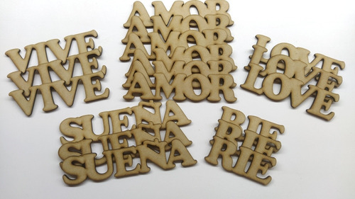 5 Palabras Fibrofacil Decorativas Mdf Ríe Sueña Love Amor