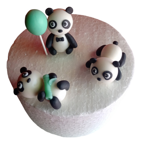 Panditas X3 Porcelana Fria Cumpleaños Bebé Adorno De Torta 