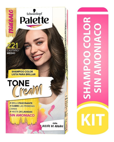 Tinte Shampoo Cabello Palette Tone Crea - mL a $625