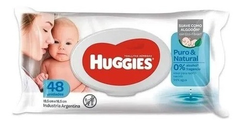 Toallitas Húmedas Huggies Puro Y Natural X 48 unid. Con Tapa