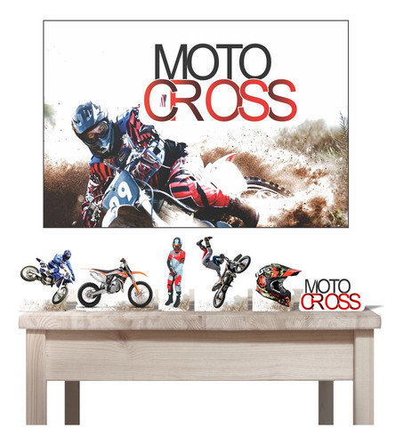 Kit Painel E Displays De Mesa Festa Motocross Grau Moto