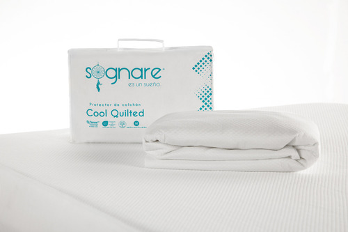 Sognare Protector De Colchón Ind Cool Quilted Biodegradable Color Blanco Diseño de la tela Texturizado Tamaño del colchón Individual