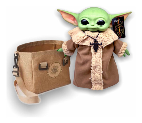 Peluche Yoda Bebé Grogu Con Bolsa Transportadora Star Wars