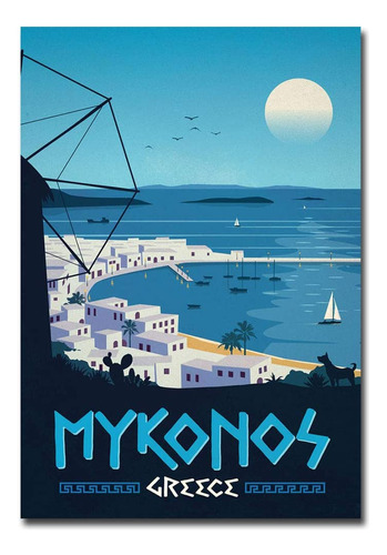 Mykonos - Iman Para Nevera  Diseño Vintage De Grecia  2.5 