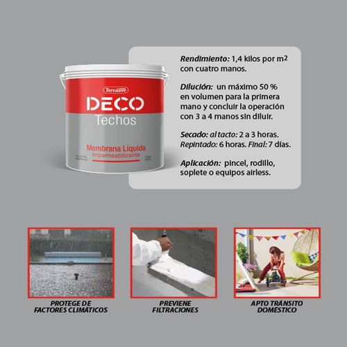 Membrana Liquida Para Techos Tersuave Color Blanco x 20 Kg