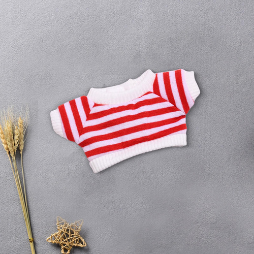 Camiseta De Rayas Con Figura De Peluche, Manga Corta, Rojo