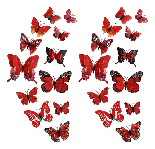 Tennola 24 Calcomanas De Pared De Doble Capa De Mariposa 3d