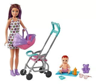 Muñeca Skipper Babysitters Inc Stroller Baby Set