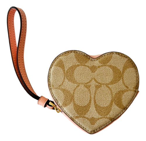 Monedero Cartera Coach -importada Usa Diseño Flores Corazón Beige