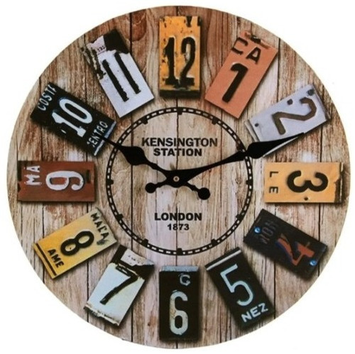 Imagen 1 de 8 de Reloj De Pared Simil Madera Retro Silencioso Decorativo