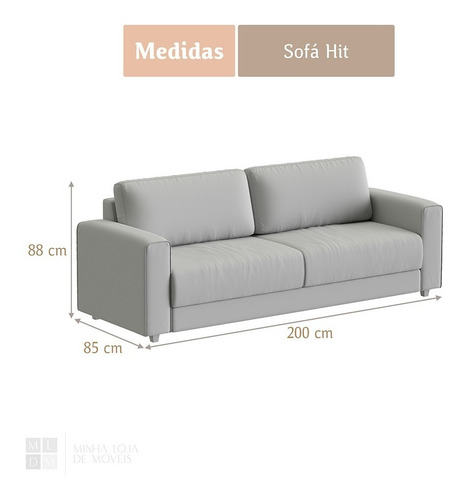 Sofá 3 Lugares Hit 2,00 Linhão Cinza Com Marrom