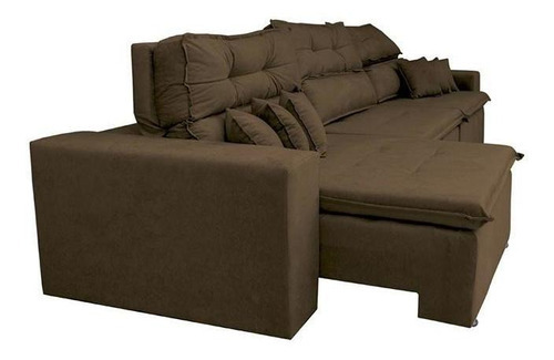 Sofá Cairo 4,12m Retrátil Reclinável Tecido Suede Café Cama inBox
