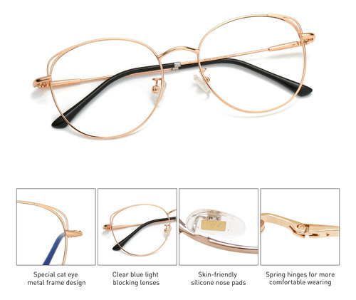 Gafas De Moda For Mujer Con Montura De Metal Tipo Ojo De