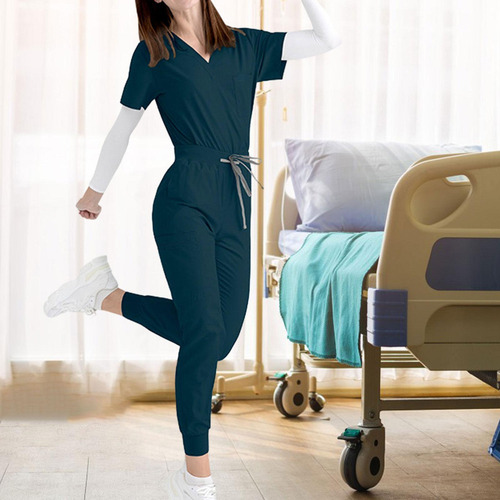 Conjunto Médico Elegante Con Cuello En V Y Pantalones Para