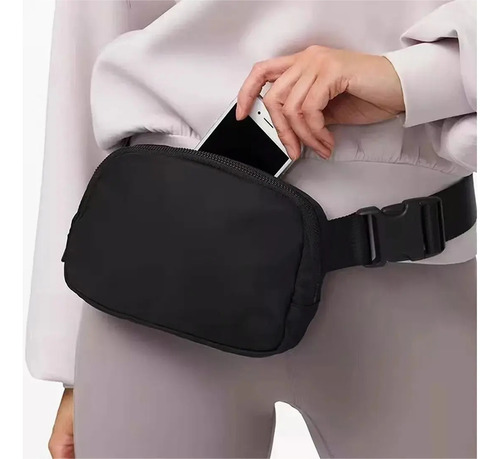 2 Cangurera Deportiva Multiusos Impermeable Gym Correr Bolsa Negro/caqui Color Puro