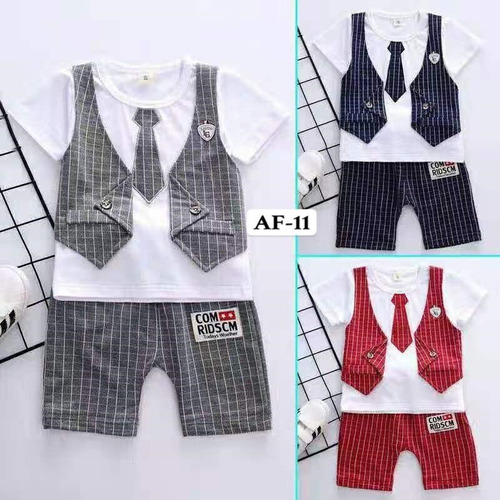 Conjunto 2 Piezas Diseño De Corbata Bebe Formal Af-11