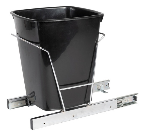 Cesto De Basura Con Riel Maxims Cestobassen Bote De Plástico Para Cocina Con Riel Metálico Cromado Diseño Compacto 28.5x28.5x32cm