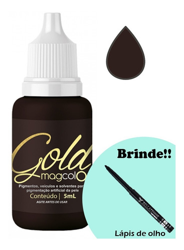 Imagem 1 de 7 de Pigmento Magcolor Gold 5ml Castanho Escuro Intenso + Brinde