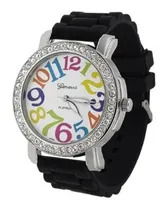 Comprar Reloj Geneva Casual Para Dama Big Number Black