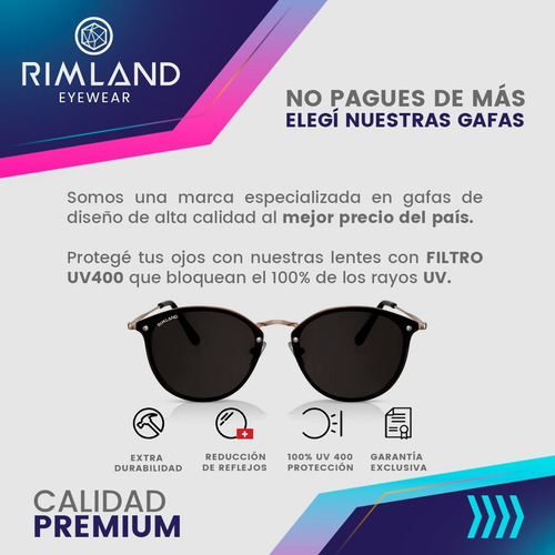 Imagen 7 de 10 de Anteojos De Sol Lentes Sol Rimland Moonshine Premium