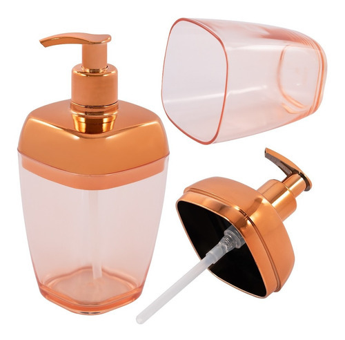 Dispenser Porta Sabonete Líquido Álcool Em Gel Cobre Luxo Cor Rosa-claro