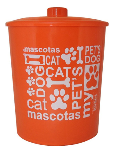 Tarro De Alimentos Para Mascotas Con Tapa 6kg Deses Color Naranja