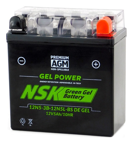 Batería Nsk De Gel 12n5l Yamaha  Ybr125 C Exprés- Yb125