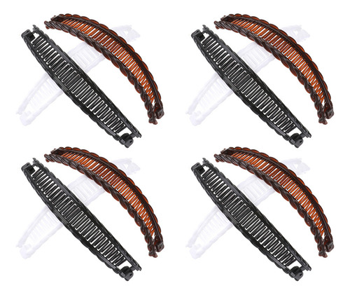 * 12 Pinzas For El Pelo Negras, Accesorios Tipo Banana, Café