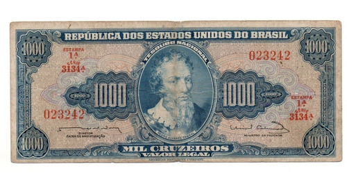Brasil Billete 1000 Cruzeiros Año 1961-63 P#173