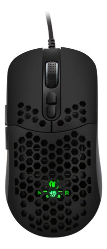 Mouse Gamer Monster Honeycomb Rgb 6 Botones 6400 Dpi Negro
